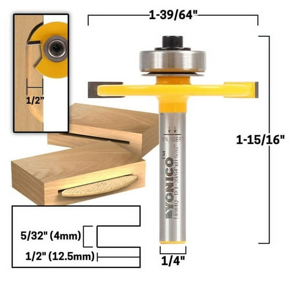 #20 Biscuit Joint Slot Cutter Router Bit - 1/4" Shank - Yonico 14084q