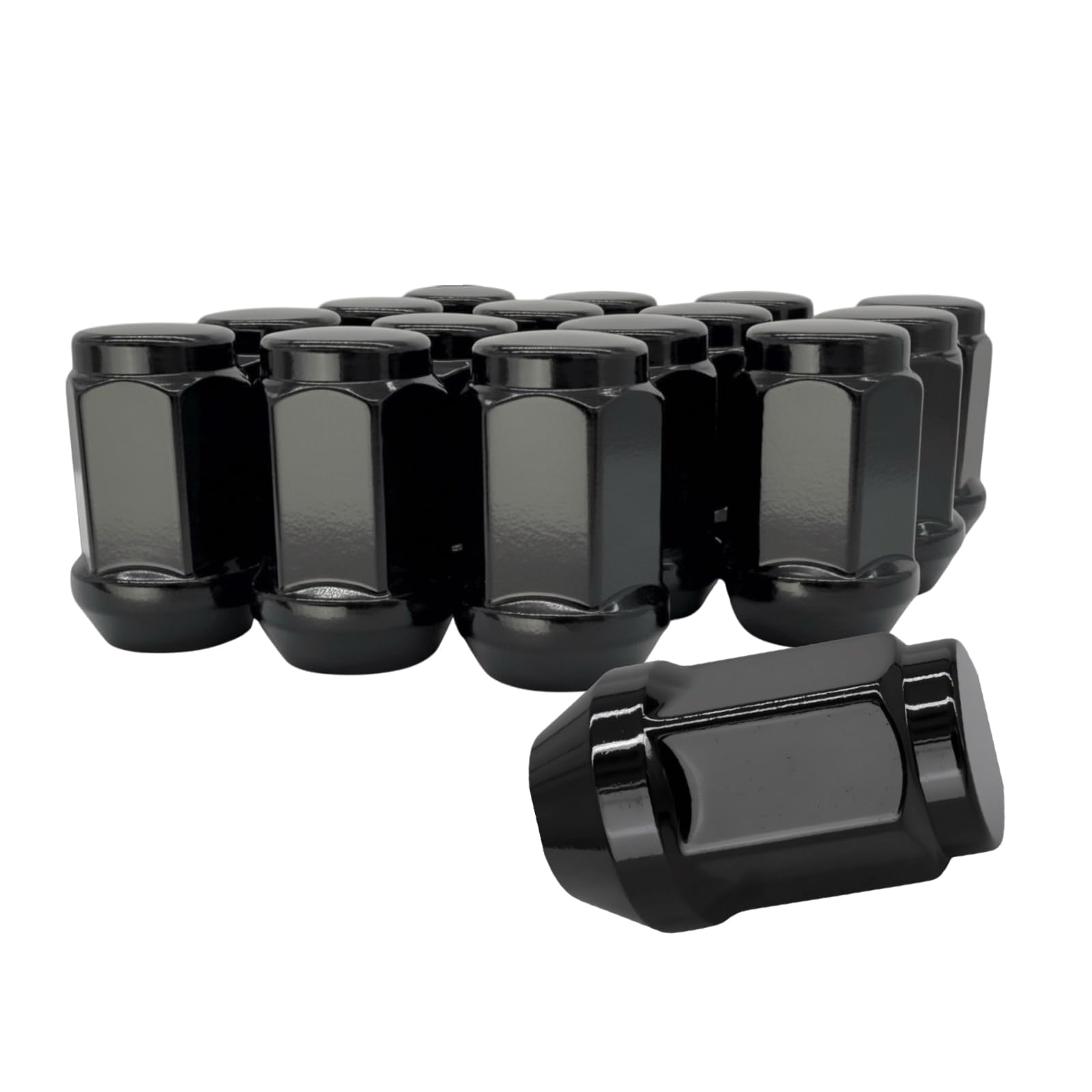 20 Black 14x1.5 Closed End Bulge Acorn Wheel Lug Nuts - 3/4, 19mm Hex - 1.38 Inch Tall - Fits Many Chevrolet, Dodge, Mustang, Wagoneer, Charger