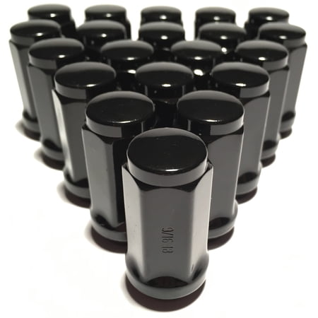 20 Black 9/16 XL Lug Nuts Long Bulge Acorn 1.75" Tall Wheel Nut Lugs 9/16-18