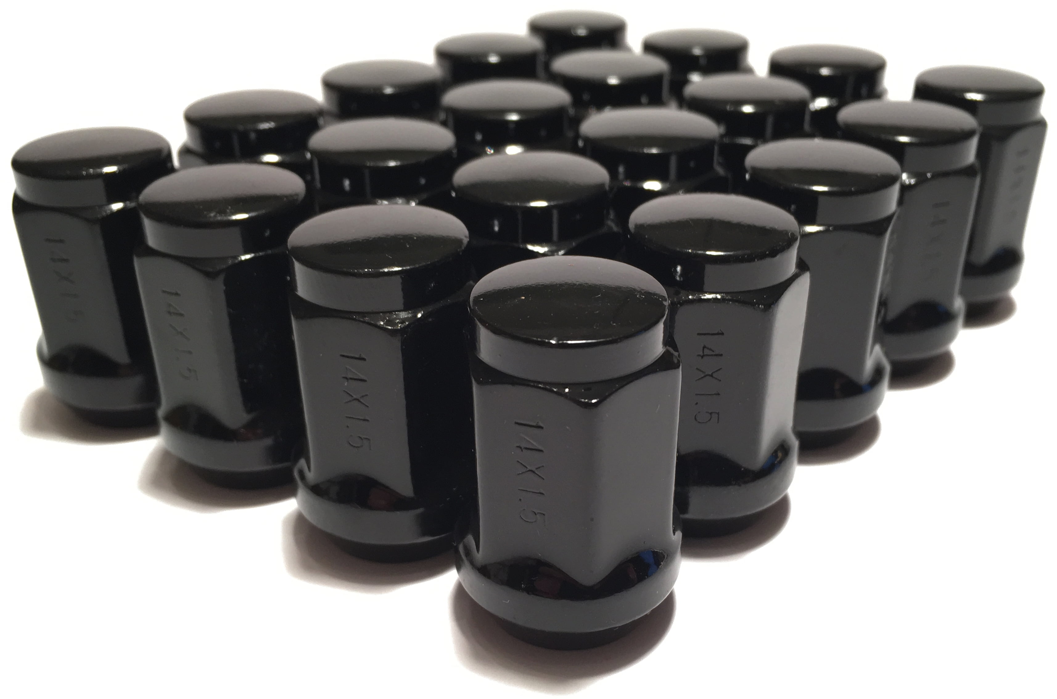 20 Black Bulge Acorn 14x1.5 Lug Nuts Dodge Magnum Charger Chevy Chrysler Wheels