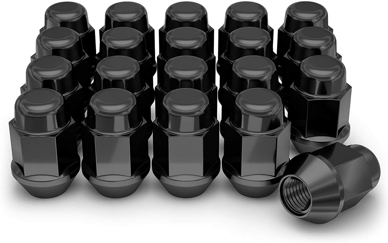 20 Black Bulge Acorn Lug Nuts 12x1.25 Compatible with Nissan 350z 370z GTR Altima Maxima