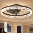 thumbnail image 1 of AIDEL 20" Ceiling Fan with Light, Flush Mount Low Profile, Smart App & Remote Control, Reversible DC Motor, Dimmable LED, Black, 1 of 10