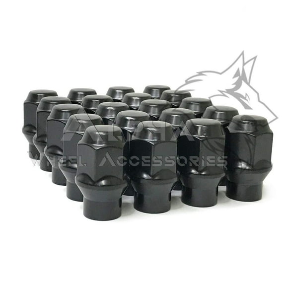 20 Black Extended Thread Bulge Acorn Lug Nuts 12x1.5 For Aftermarket Wheels 60