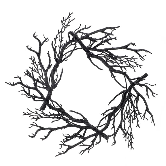 20" Black Glitter Twig Wreath by Ashland®