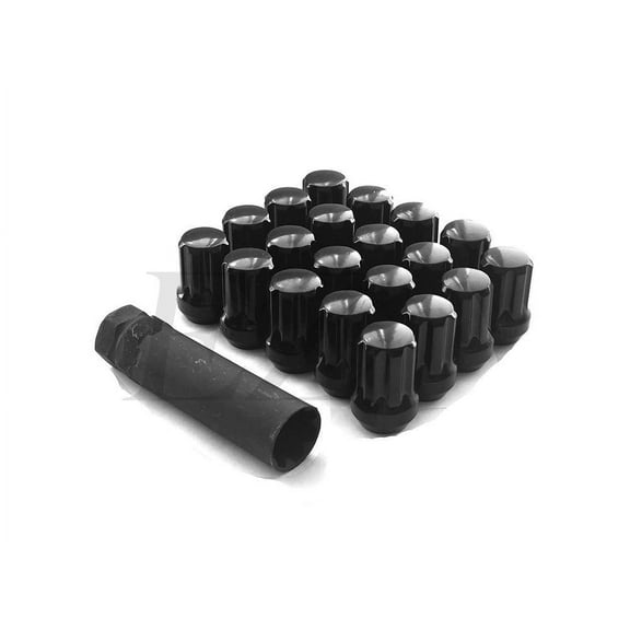 20 Black Short Duplex Spline Drive Acorn 14x2 Lug Nut Kit with Key