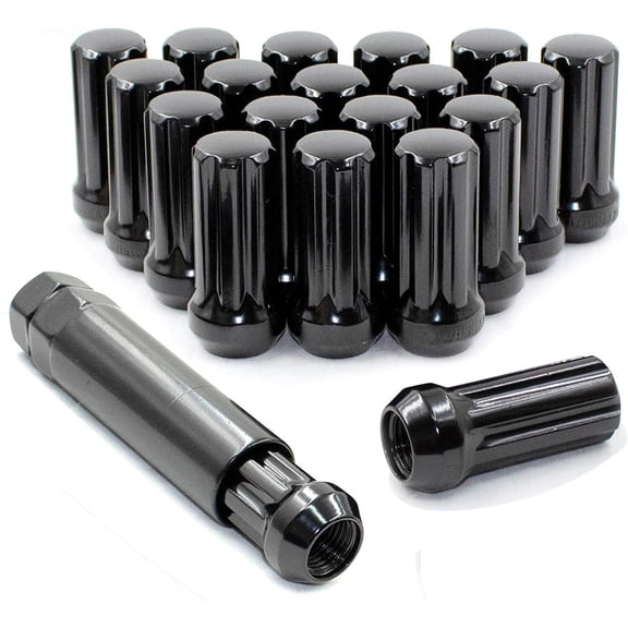 20 Black Spline Lug Nuts 14x1.5 Compatible with Chrysler 300 SRT + Anti-Theft Security Key