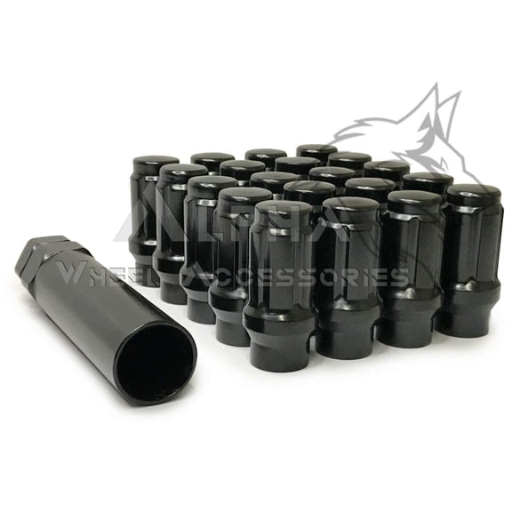 20 Black Tuner Racing ET Spline Lug Nuts For Aftermarket Wheels 12x1.5 + 1 Key