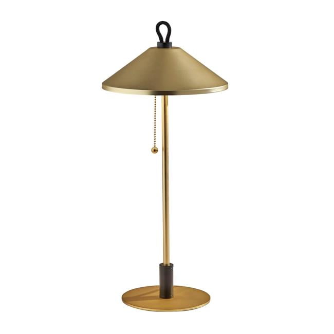 20-Inch Black and Brass Metal Candlestick LED Table Lamp