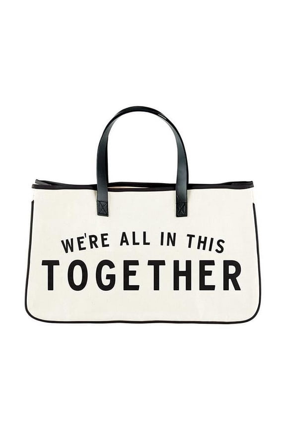 20" Black and White Fashionable Statement Together Canvas Tote
