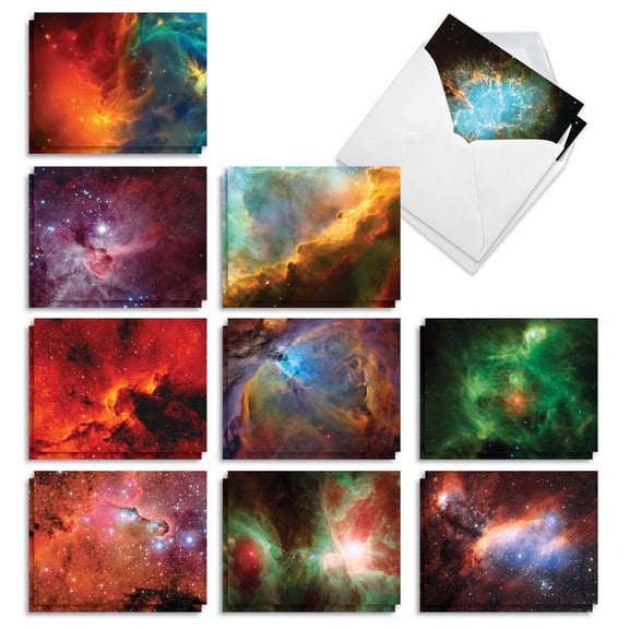 The Best Card Company 20 Assorted Blank All Occasions Notes Pack Set 4x5.12 w/ Envelopes, 10x2 Designs, For Men, Women, Galacticards AM3977OCB-B2x10
