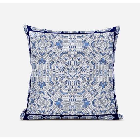 20†Blue Gray Geostar Zippered Suede Throw Pillow