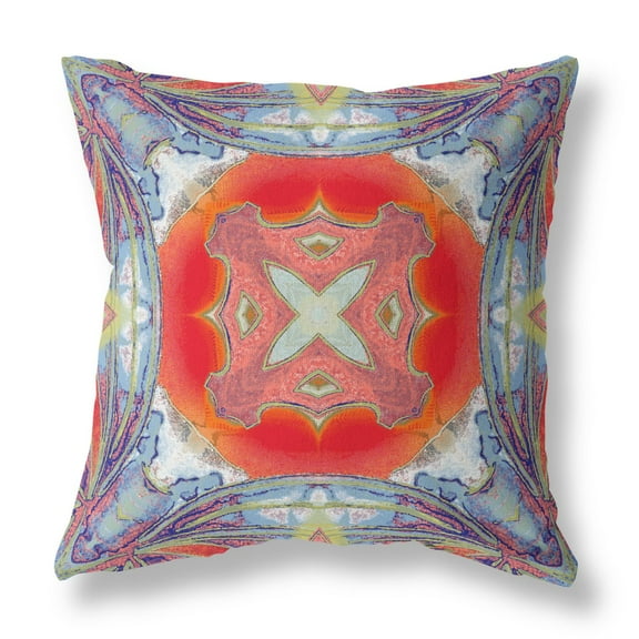 20â€ Blue Orange Geo Tribal Suede Throw Pillow