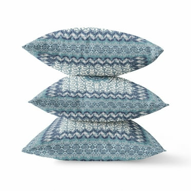 20â€ Blue White Holy Floral Suede Throw Pillow