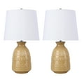 thumbnail image 1 of 20" Blush Ceramic Table Lamp w/ Patterned Base & White Linen Shade (Set of 2), 1 of 5