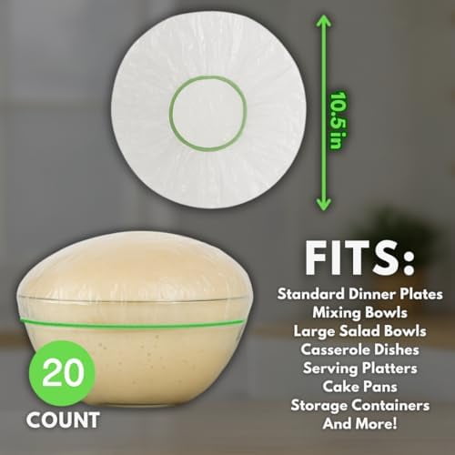 20 Bowl Covers - Reusable Plastic Food Covers with Elastic, Ideal for Bread Proofing and Storage