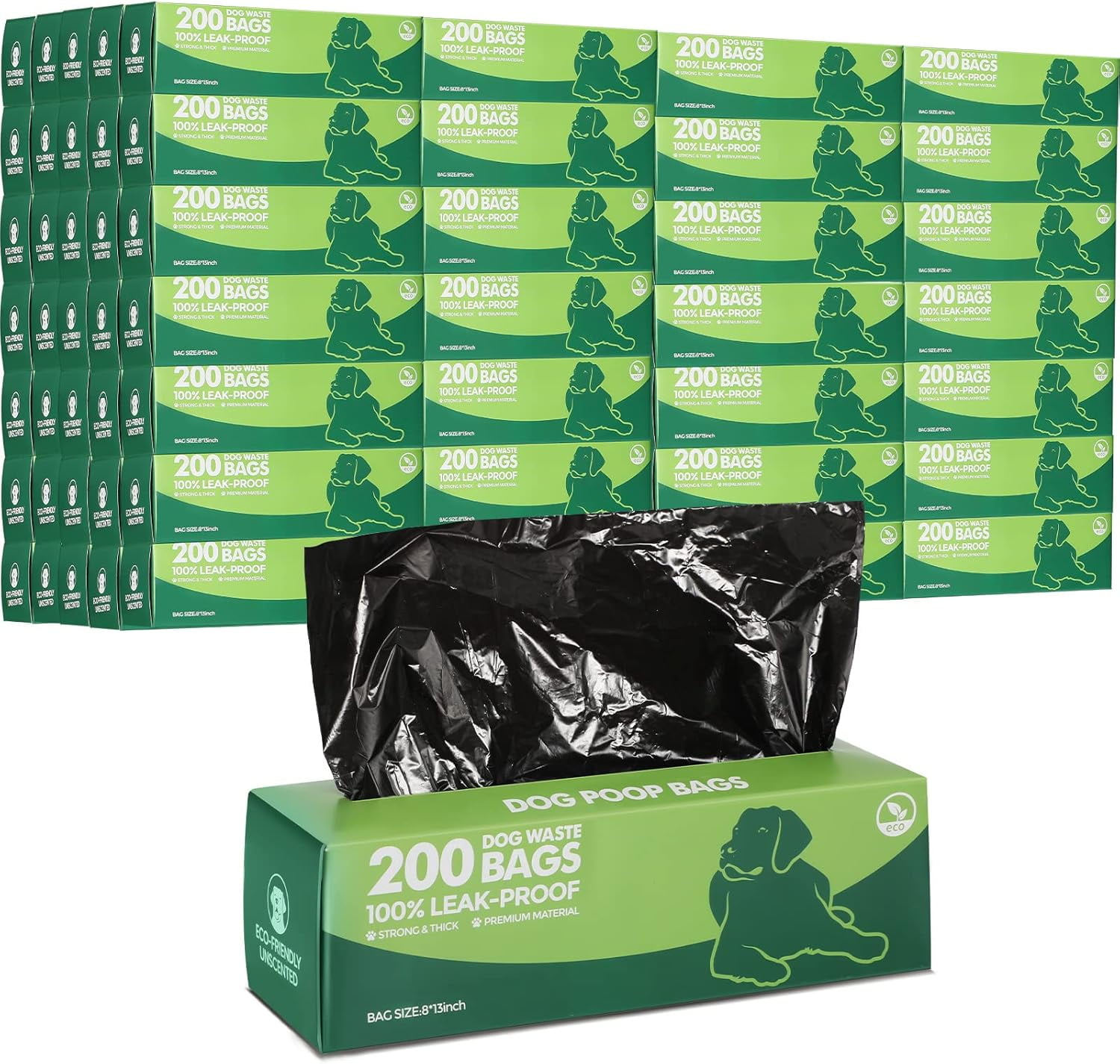 20 Boxed Rolls 4000 Counts Dog Poop Bags Bulk Leak Proof Dog Waste Bags Universal Pet Doggy Waste Poop Box for Puppy Pets Outdoor Walking and Travel, 20 Rolls of 200(Black)
