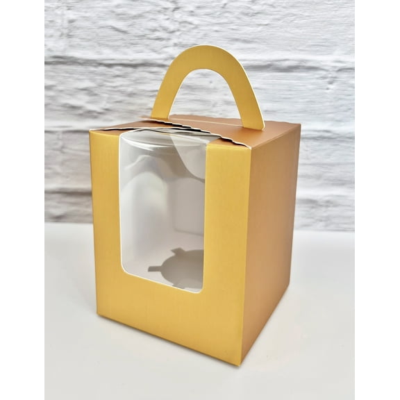 20 Boxes Gold Cupcake Party Favor Box with Handle for Birthday, Party, Event