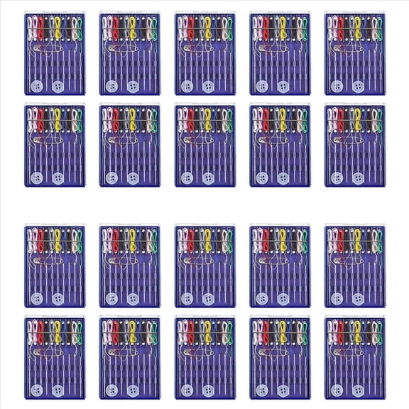 20 Boxes Mini Sewing Kit, Quick Fix Kit Small Travel Pre Threaded Needle with Pin Button