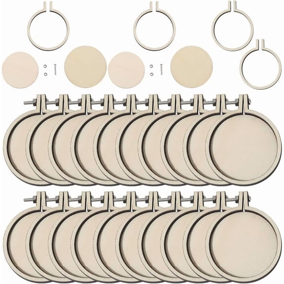 20 Boxs Wood Embroidery Hoops Circle Stitch Hoop Ring for Embroidery and Stitch Cornsilk 47x40x5.5mm