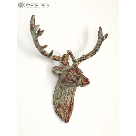 20" Brass Deer Wall Hanging Head | Home Decor