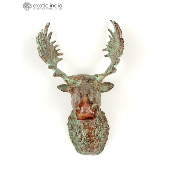 20" Brass Moose Head | Wall Hanging | Home Decor