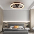 thumbnail image 1 of 20" Brown Ceiling Fan with LED Light - Modern Flush Mount Quiet Fan for Bedroom, Living Room, Home Décor, Crystal Accent Design with Remote Control, 1 of 9