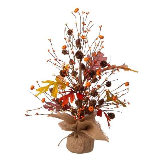 20" Brown and Orange Tree Thanksgiving Tabletop Decor