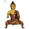 thumbnail image 1 of Buddha In Vitark Mudra Brass Sculpture - Handmade Buddhist Idol, 1 of 4