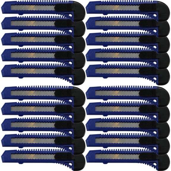 20 Bulk Blue Utility Knives Box Cutters Snap Off Blades