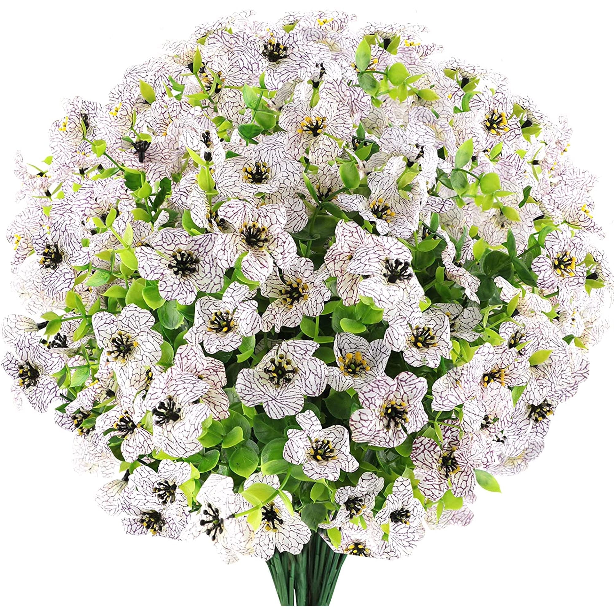 20 Bundles Artificial Fake Violet Flowers, Outdoor UV Resistant ...