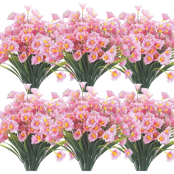 20 Bundles Artificial Flowers Fake Outdoor Plants (Yellow)