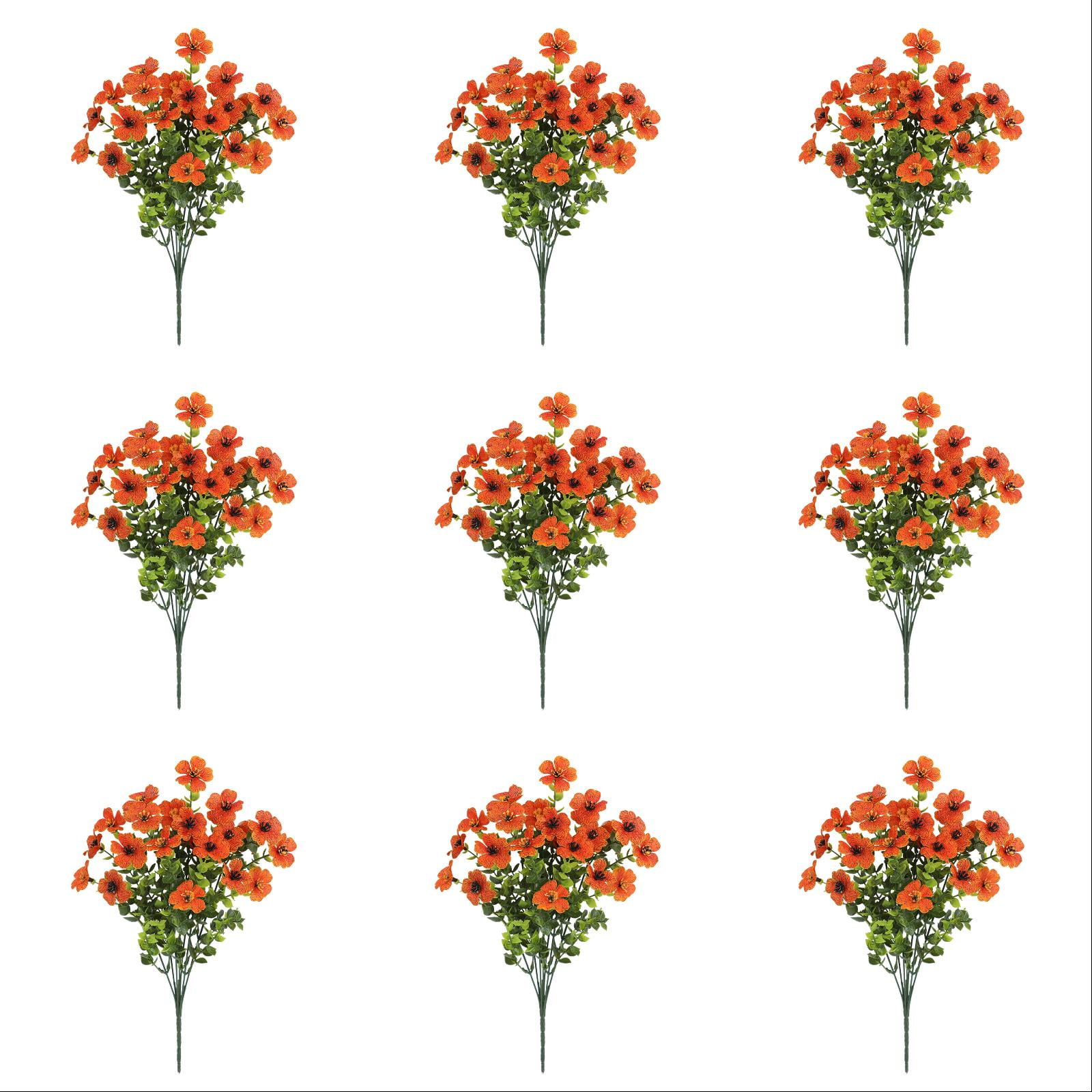 12PCS Artificial Flowers for Outdoor Decor - Resistant Silk & Plants, Real Looking Flowers for Garden, Porch & Window Box Decoration (Light Autumn Orange)
