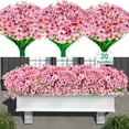 thumbnail image 1 of 20 Bundles Artificial Flowers for Outdoor Decoration, Plastic Greenery Shrubs Spring Summer Decoration UV Resistant Faux Outdoor Plants Fake Flowers Planter Home Garden Decor Pink, 1 of 8