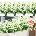 thumbnail image 1 of 20 Bundles Artificial Flowers for Outdoor Summer Decoration, UV Resistant Faux Outsides Plastic Greenery Shrubs Artificial Plants Fake Flowers Planter Home Cemetery Decor(White), 1 of 5