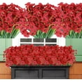 thumbnail image 1 of 20 Bundles Artificial Flowers Outdoor UV Resistant Faux Flowers No Fade Fake Plastic Plants Garden Porch Window Box Decorating (Pure White) A, 1 of 5