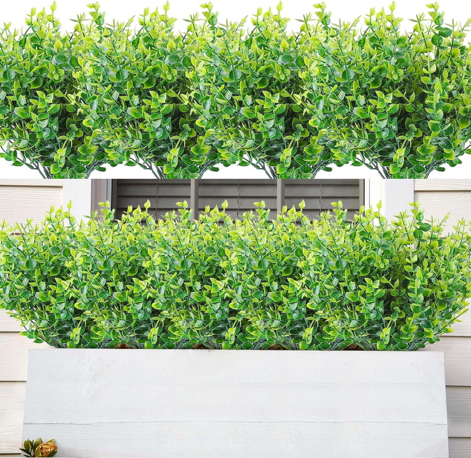 20 Bundles Artificial Flowers Outdoor UV Resistant Faux Flowers No Fade Fake Plastic Plants Garden Porch Window Box Decorating (Pure White)