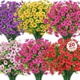 thumbnail image 1 of 20 Bundles Artificial Flowers for Outdoors Decoration Fake Silk Flowers UV Resistant Faux Plants Artificial Daisy Euc for Spring Summer Garden Yard Porch Window Home Decor, Mix Colors, 1 of 5