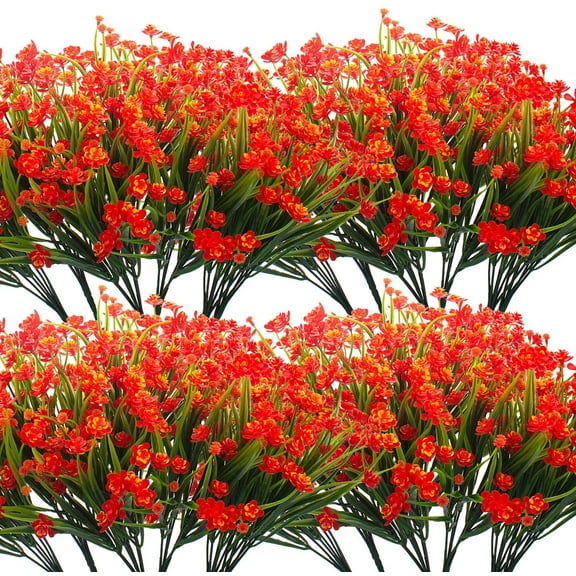 20 Bundles Artificial Outdoor Plants, Fake Wheat Grass Greenery Shrubs UV Resistant Faux Plastic Plants Garden Porch Window Box Décor (Grass)