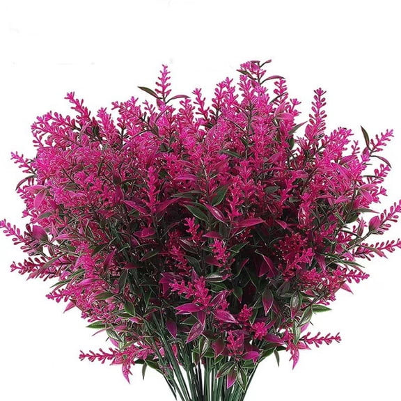20 Bundles Artificial Plants Trianu Fake Lavender UV Resistant Fake Plants No Fade Faux Ferns Lavender for Outdoor Planter Large Artificial Ferns for Outdoors Indoor(Fuchsia)