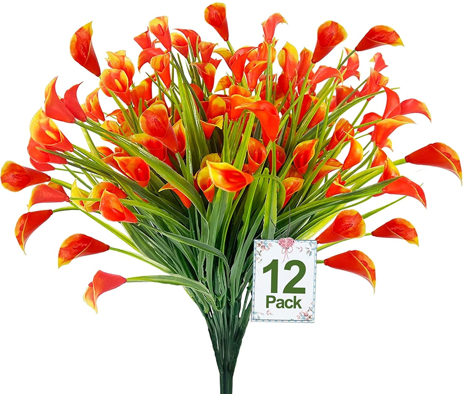 20 Bundles Calla Lily (500 Heads) Artificial Flowers for Outdoors, Fake Plants UV Resistant Faux Plastic Flowers Indoor Outside Planter Home Porch Summer Cemetery Decor(Color Mix)