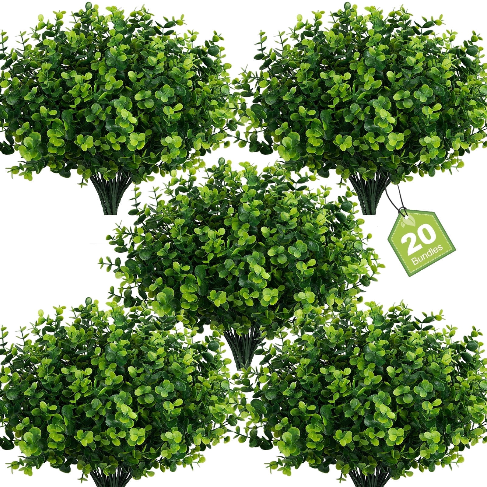 20 Bundles Fake Plants, Artificial Fake Flowers Faux Plants Indoor Outdoor Spring Summer Greenery Home Office Garden Decoration