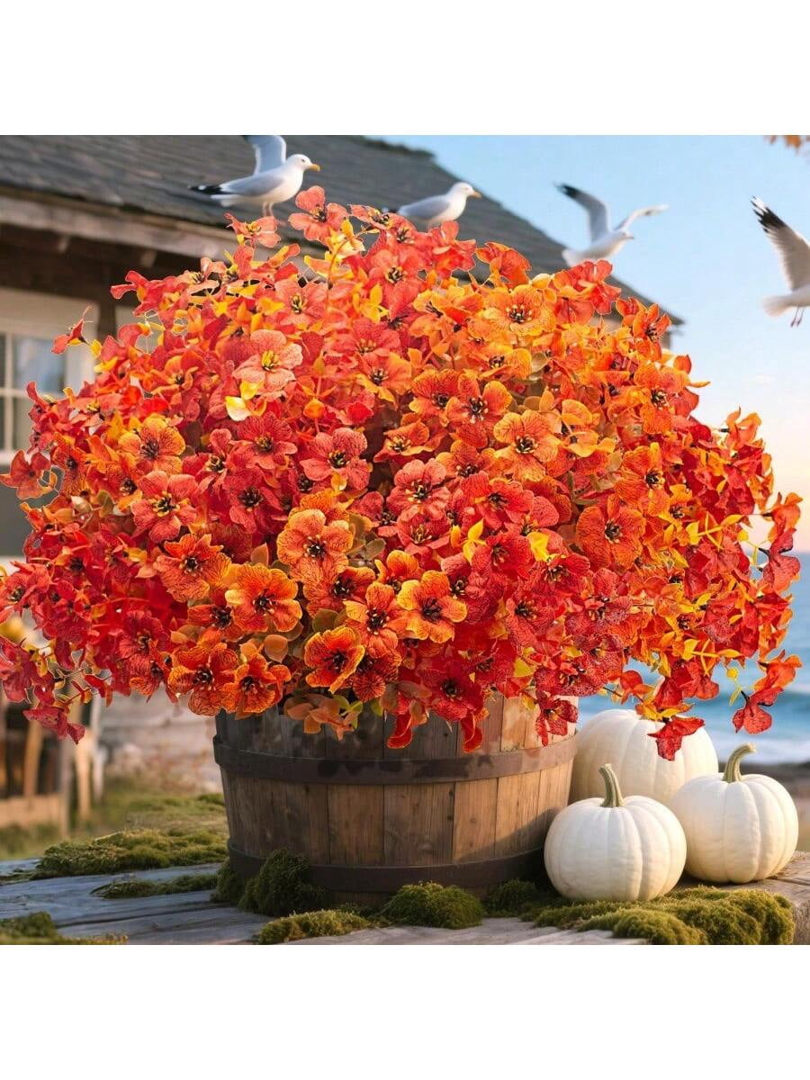 20 Bundles UV Resistant Artificial Fall Flowers Outdoor Fake Autumn ...