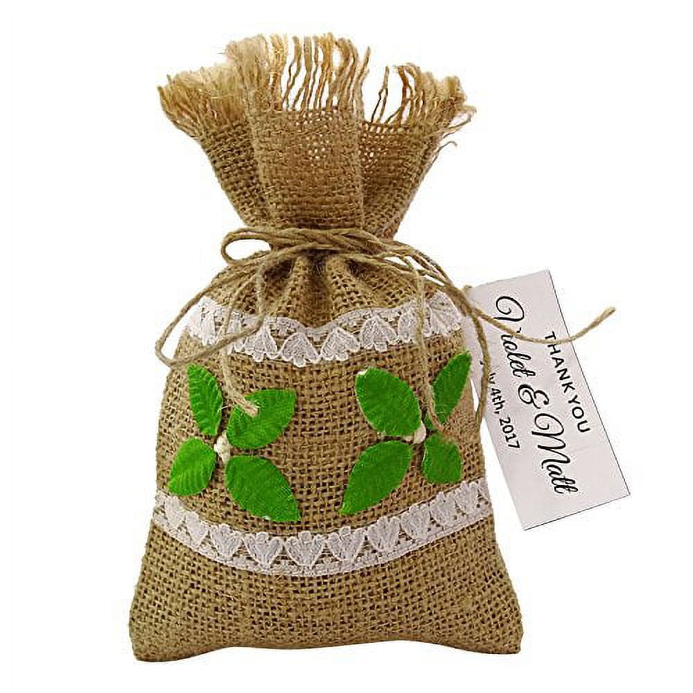 20 Burlap Drawstring Gift Pouch Small Jute Bags Wedding Party Favor