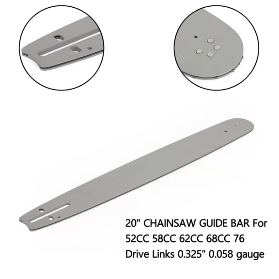 20" CHAINSAW GUIDE BAR For 52CC 58CC 62CC 68CC 76 Drive Links 0.325" 0.058 gauge