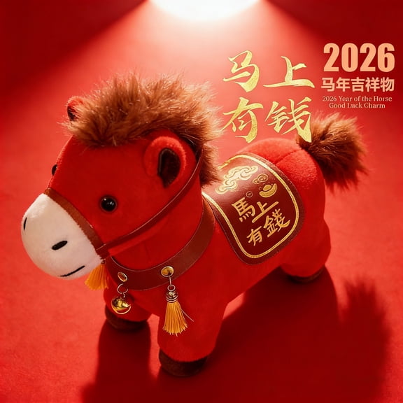 20 CM 2026 Year of The Horse Stuffed Animals Chinese New Year Plush Horse Mascot Doll Toys Chinese New Year Decorations, Zodiac Decor for Spring Festival Lunar New Years Gifts Blessing Souvenir