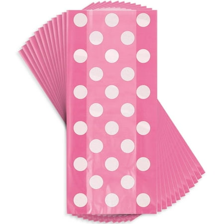 20 CT Hot Pink Dots Cello Bags