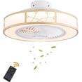 thumbnail image 1 of 20'' Caged Low Profile Ceiling Fan with Light, Flush Mount Farmhouse Quiet Fandelier with Remote Control, 3 Color/3 Wind Speed/Timer, Small Gold Enclosed Bedroom Kitchen Ceiling Fan, 1 of 9