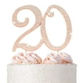 thumbnail image 1 of 20 Cake Topper - DC20&nbsp;Premium Rose Gold Metal - 20th Birthday or Anniversary Party Sparkly Rhinestone Decoration Makes a Great Centerpiece - Now Protected in a Box, 1 of 3