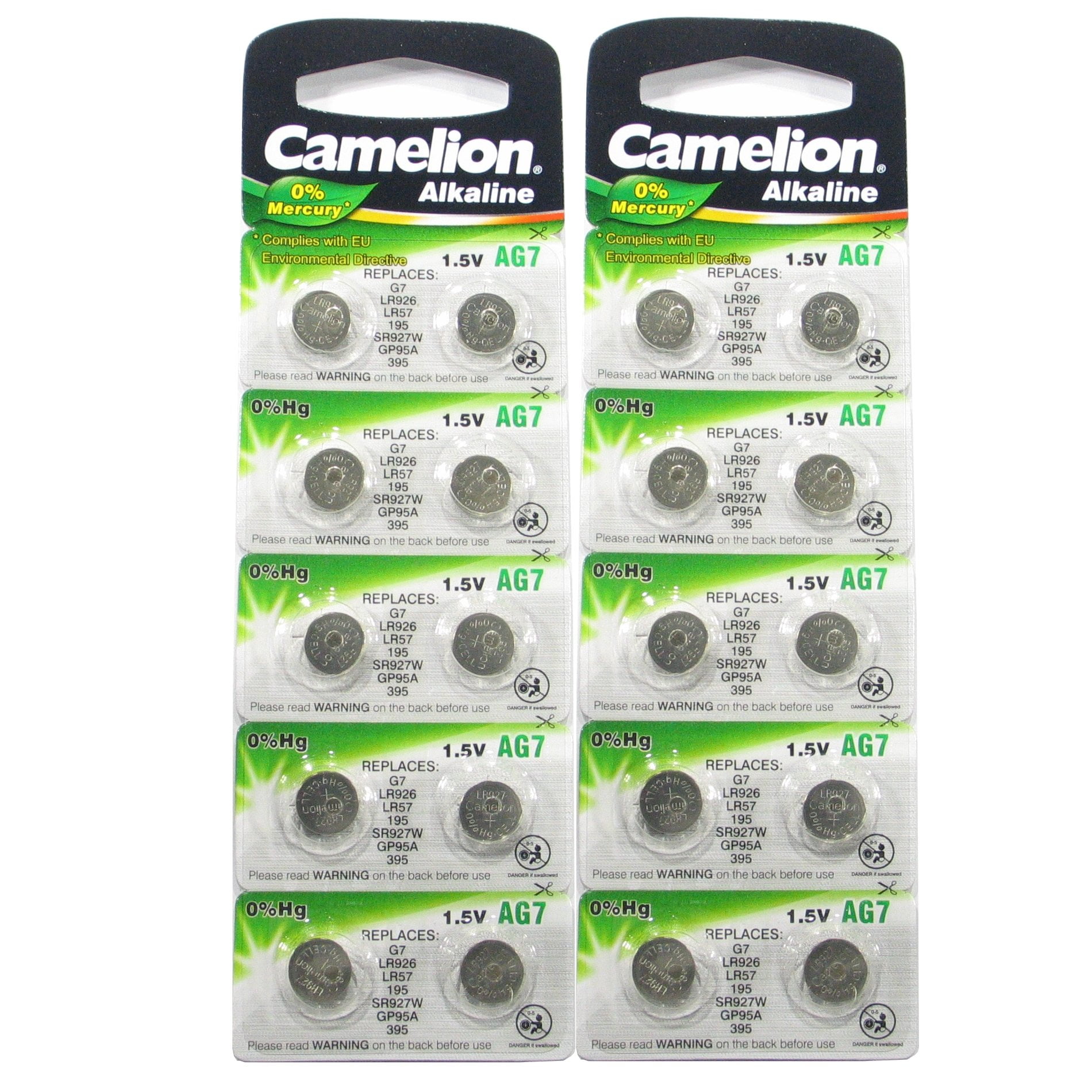 20 Camelion AG7 / LR57 / 195 / 395 Button Cell Battery Long Shelf Life