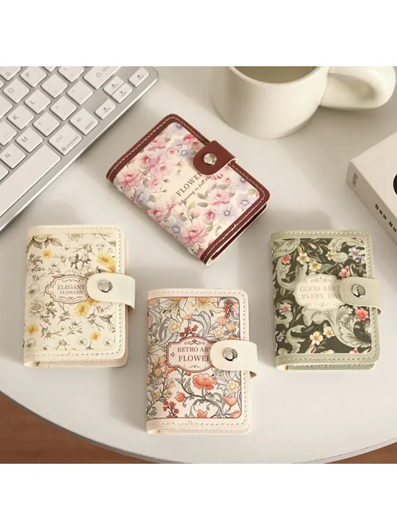 New 20 Card Pockets PU Leather Mini Wallets RFID Blocking ID Card Holder Laminated Concealed Pull-out Business Card Case
